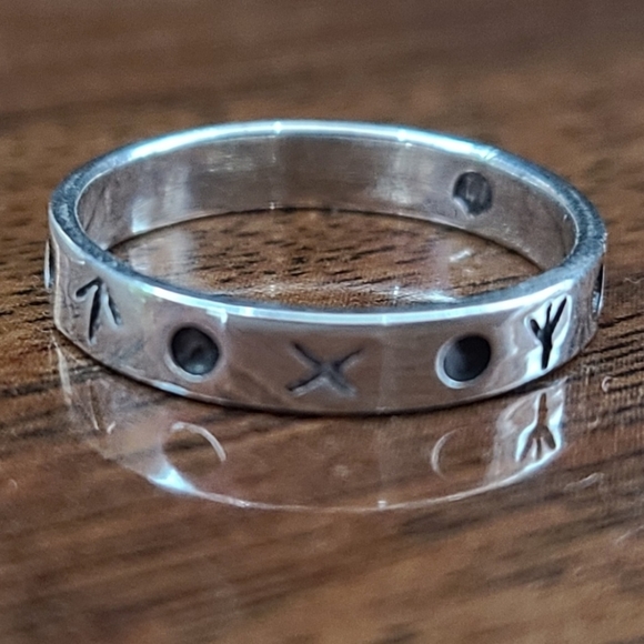 Sterling Viking Runes Sz 5.5 - Picture 1 of 5
